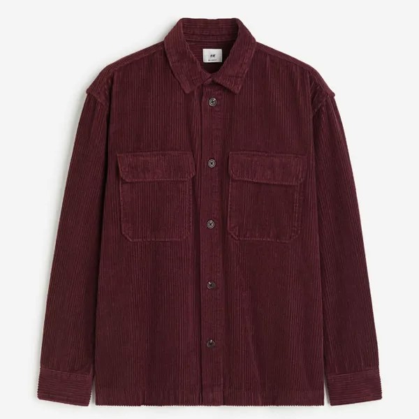 Куртка рубашка H&M Relaxed Fit Corduroy, бордовый