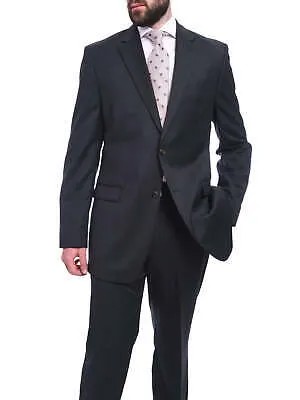Bruno Piattelli Шерстяной костюм с двумя пуговицами Classic Fit Темно-серый в тонкую полоску