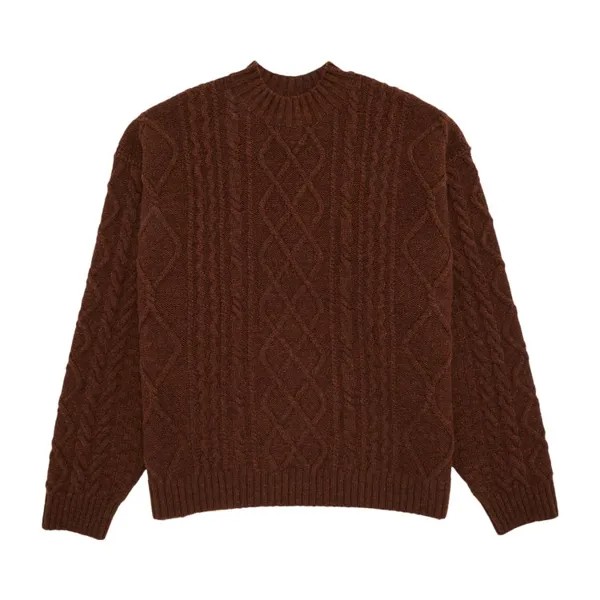 Свитер Kapital Cable Knit Elbow Crew 'Brown', коричневый