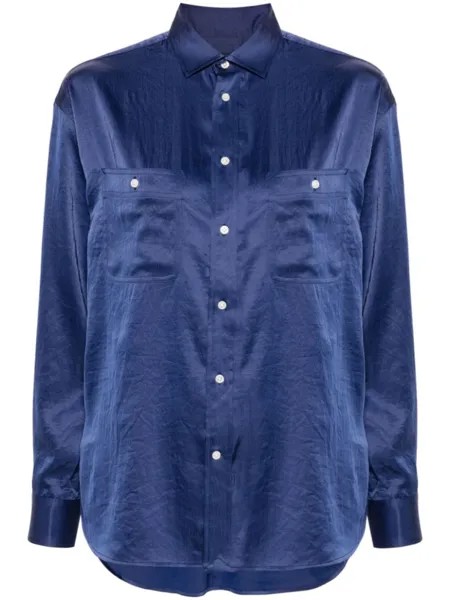 Polo Ralph Lauren атласная рубашка с длинными рукавами, синий