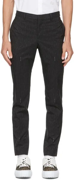 Черные брюки с логотипом в тонкую полоску Fendi