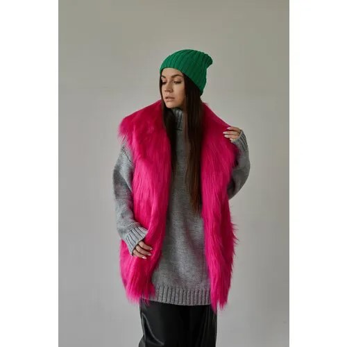 Жилет женский меховой сиреневый 010122-Li15-890 S/M 44-46
