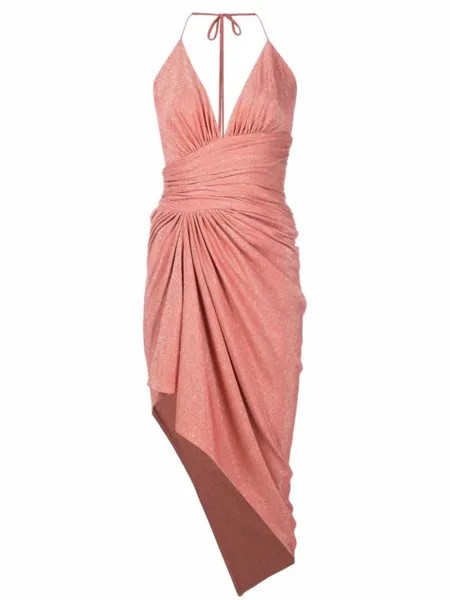Alexandre Vauthier платье асимметричного кроя с люрексом, розовый