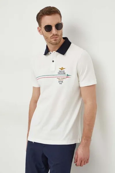 Хлопковая рубашка-поло Aeronautica Militare, белый