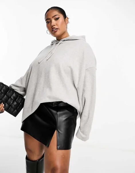 ASOS DESIGN Curve – очень мягкая толстовка оверсайз серого меланжевого цвета