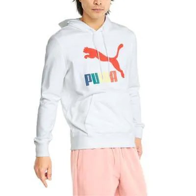 Мужская белая повседневная верхняя одежда Puma Classics Logo Interest Pullover Hoodie 53465302