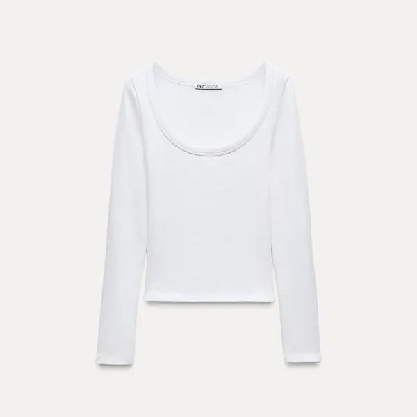 Лонгслив Zara Ribbed Long Sleeve, белый