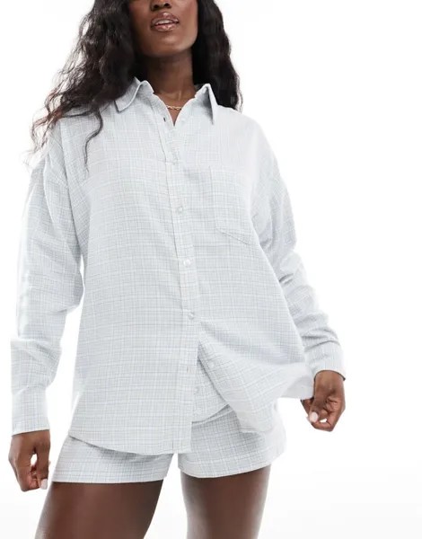 Пижамная рубашка оверсайз в фланелевую клетку Cotton On панна котта Cotton:On