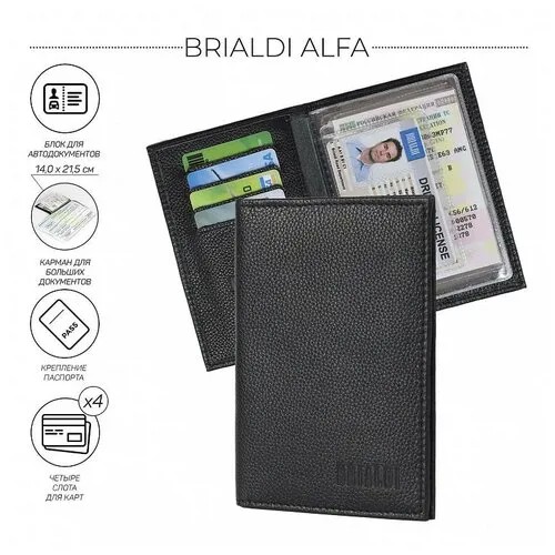Кожаное портмоне для автомобилиста BRIALDI Alfa BR48169RW relief black