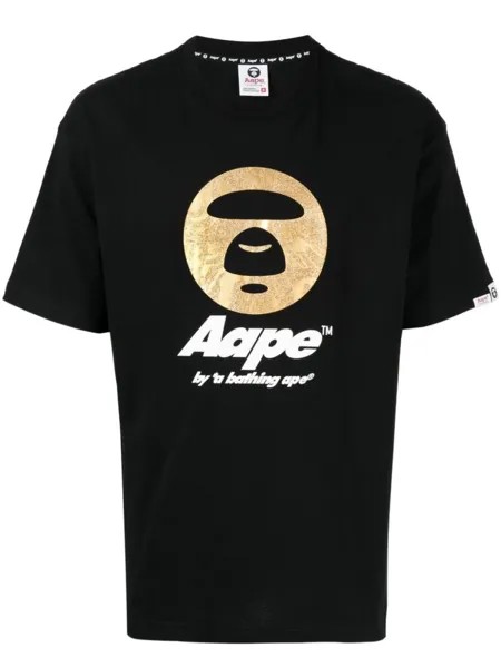 Хлопковая футболка с логотипом AAPE BY *A BATHING APE, черный