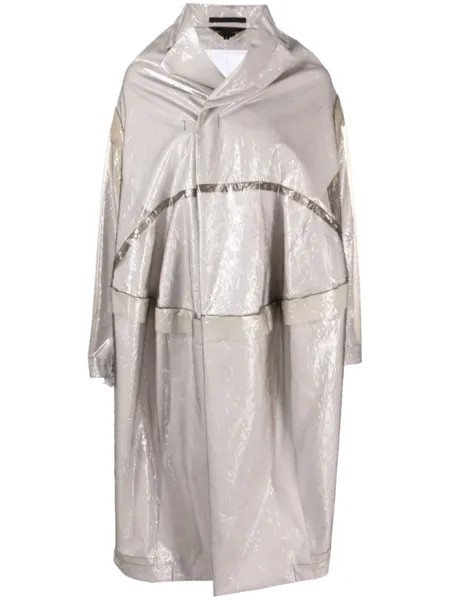 Comme Des Garçons плащ асимметричного кроя с тиснением, серый