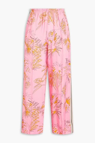 Укороченные спортивные брюки прямого кроя из тканого материала с цветочным принтом Palm Angels, цвет Bubblegum