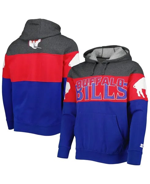 Мужской пуловер с капюшоном Royal, Heather Charcoal Buffalo Bills Extreme в винтажном стиле с логотипами Starter