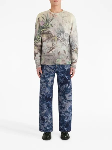 ETRO жаккардовые джинсы широкого кроя, синий