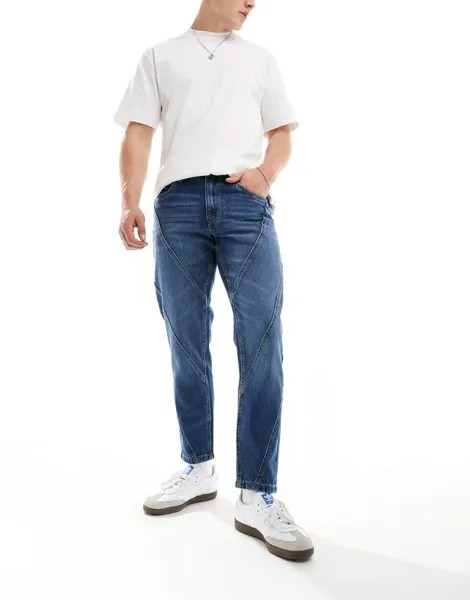 Классические джинсы со вставками ASOS DESIGN среднего синего цвета