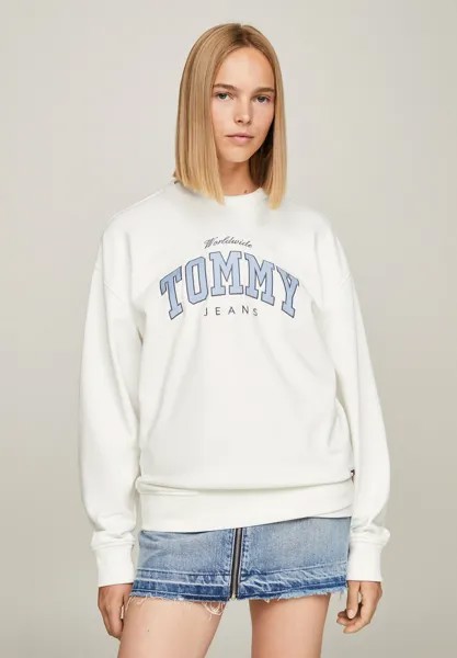 Толстовка Tommy Jeans VARSITY LOGO RELAXED FIT, цвет ancient white