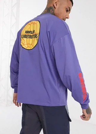 Свободный лонгслив с комбинированным принтом ASOS DESIGN-Фиолетовый