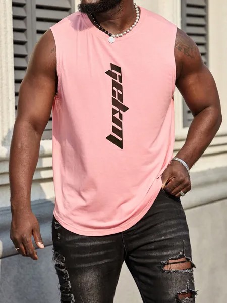 SHEIN Manfinity LEGND Мужская майка больших размеров, с буквенным узором, повседневная, розовый