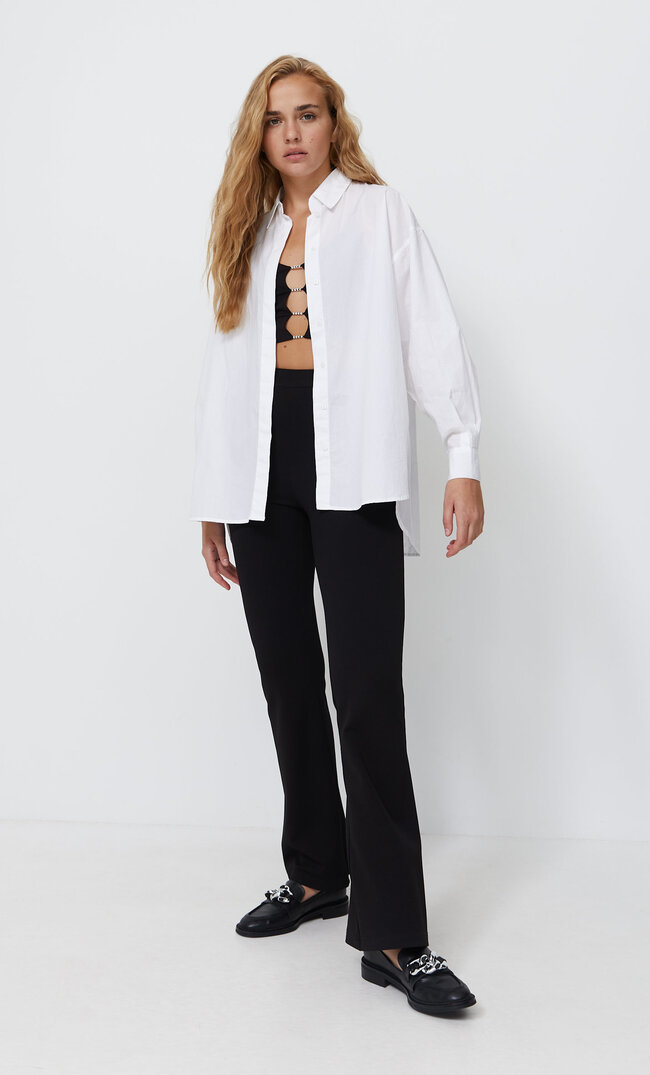 Stradivarius Рубашка В Стиле Бойфренд Белый Xs