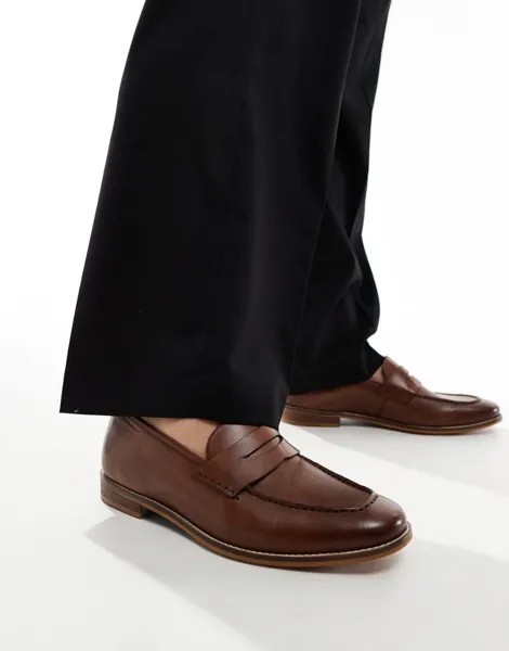 ASOS DESIGN – светло-коричневые кожаные лоферы на натуральной подошве