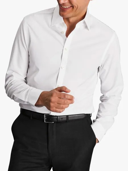 Рубашка узкого кроя из поплина с вырезом на воротнике Charles Tyrwhitt, белая