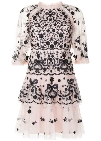 Needle & Thread платье мини Bonnie Bow с вышивкой