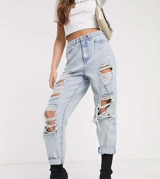 Рваные джинсы в винтажном стиле Missguided Petite-Синий
