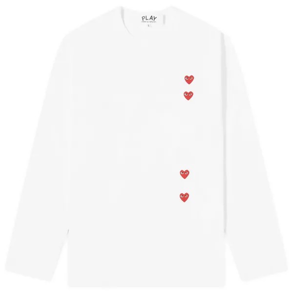 Лонгслив Comme Des Garçons Play Long Sleeve 4 Heart T-Shirt, белый