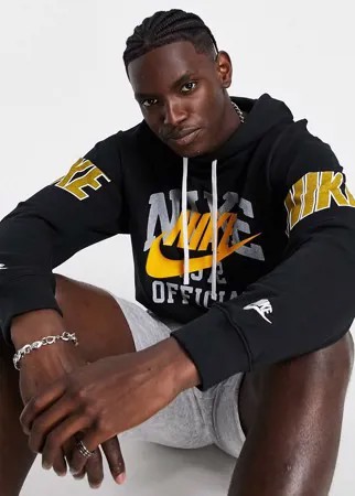Худи черного и золотистого цветов с винтажным принтом в университетском стиле Nike Collegiate-Черный цвет