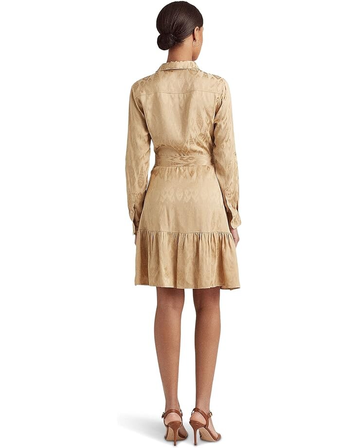 Платье LAUREN Ralph Lauren Belted Geo Jacquard Long Sleeve Dress, цвет Birch Tan