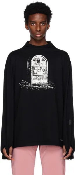 Черная футболка с длинным рукавом R.I.P Gravestone 'MYEOKSAL' 99%IS-