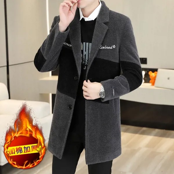 2022 зимняя комбинированная шерстяная куртка, мужской длинный норковый бархатный Тренч, повседневное деловое пальто, светская уличная ветровка