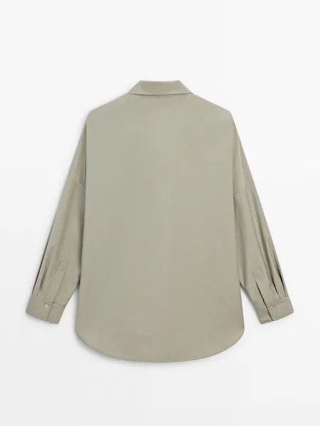 Рубашка из смесового хлопка с воротником-поло Massimo Dutti, pale green