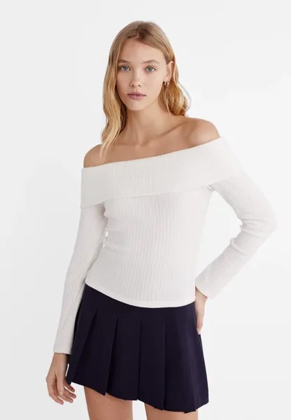 Футболка с открытыми плечами Stradivarius, экрю