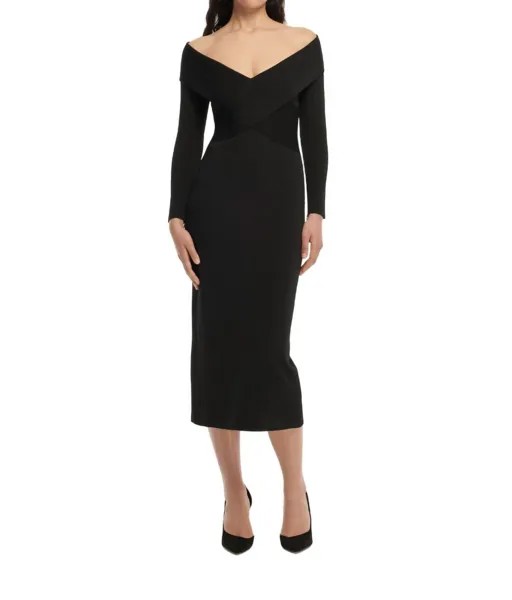 Черное трикотажное платье миди с длинными рукавами Roland Mouret, черный