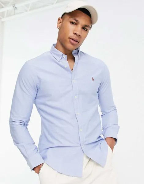 Синяя оксфордская рубашка узкого кроя Polo Ralph Lauren
