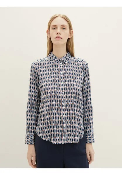 Рубашка TOM TAILOR MIT PRINT, цвет blue brown geometrics print