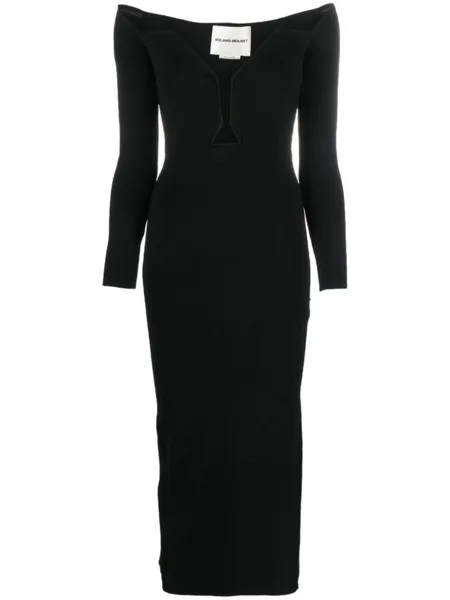 Roland Mouret платье макси с длинными рукавами и V-образным вырезом, черный