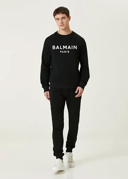 Черно-белые спортивные штаны-джоггеры с логотипом Balmain