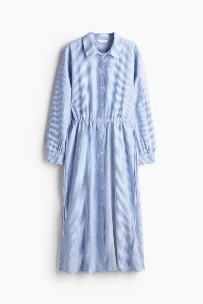 Платье-рубашка H&M Linen-blend, синий