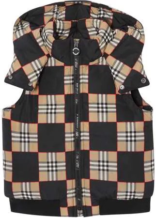 Burberry Kids дутый жилет в клетку