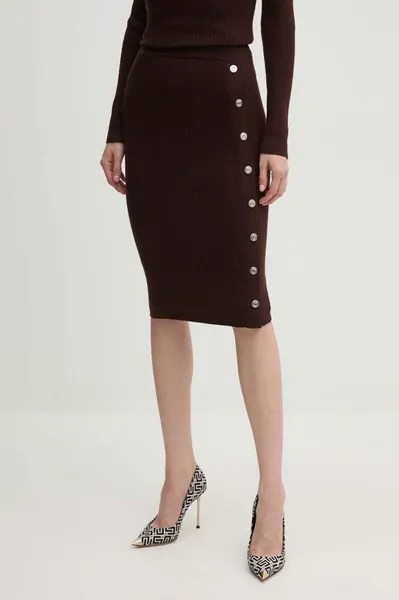 Шерстяная юбка Pinko, коричневый