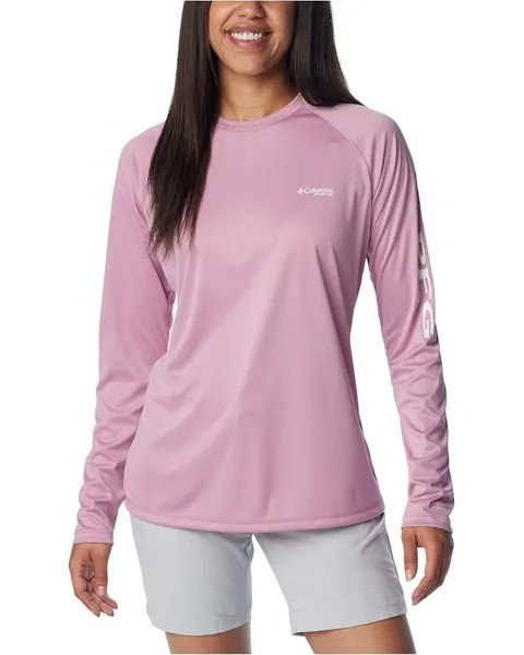 Лонгслив Columbia Tidal Tee Heather, цвет Minuet Heather/White Logo