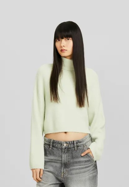 Свитер Cropped High Neck Bershka, цвет light green