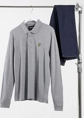 Серый лонгслив с воротником поло Lyle & Scott