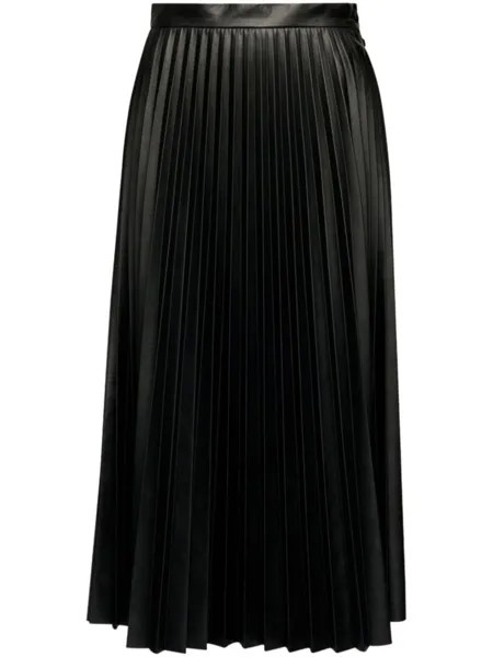 MM6 Maison Margiela юбка миди из искусственной кожи в складку, черный