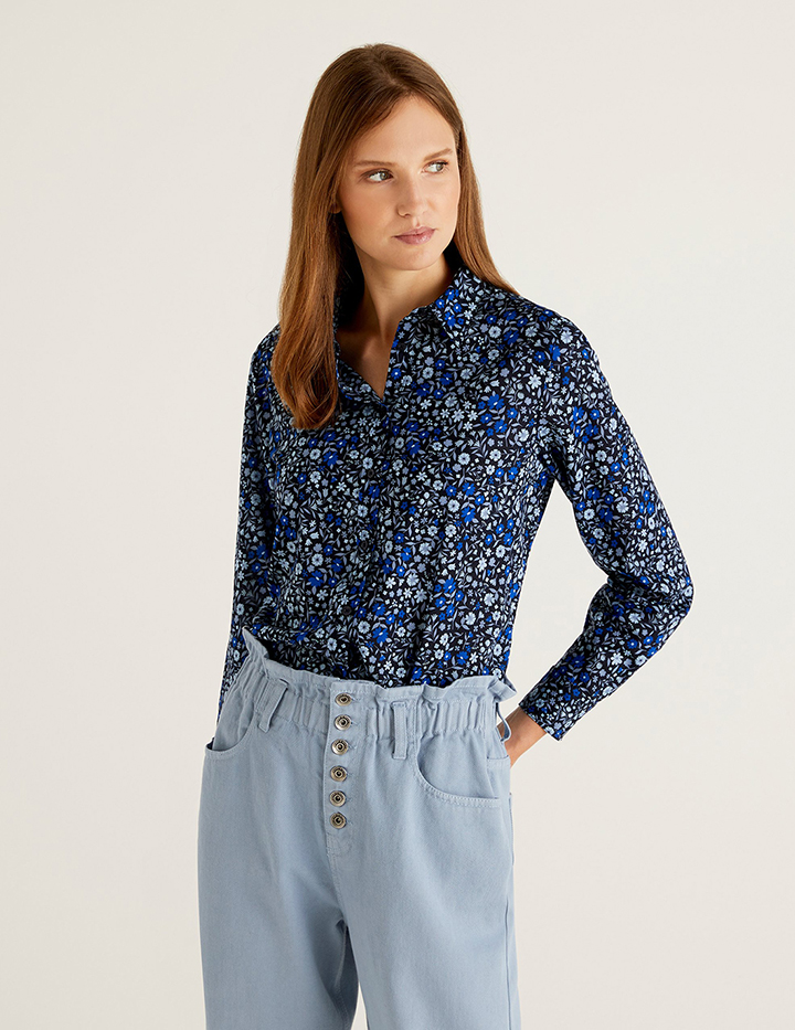 Рубашка женская United Colors of Benetton 21A_5OA95Q8U4 разноцветная S
