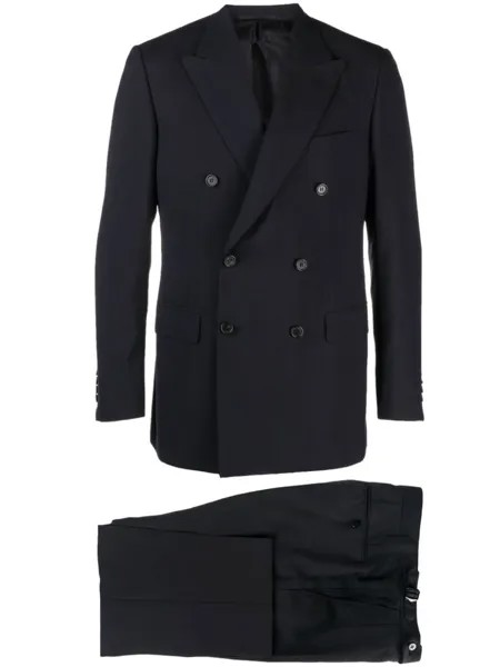 Brioni костюм с двубортным пиджаком строгого кроя, синий