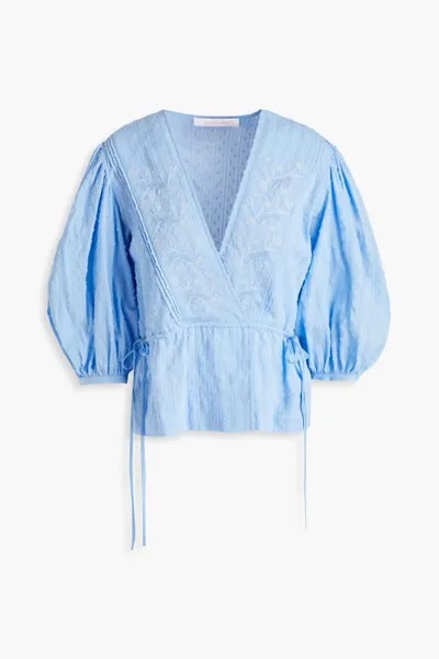 Хлопковая блузка fil-купе с запахом See By Chloé, светло-синий