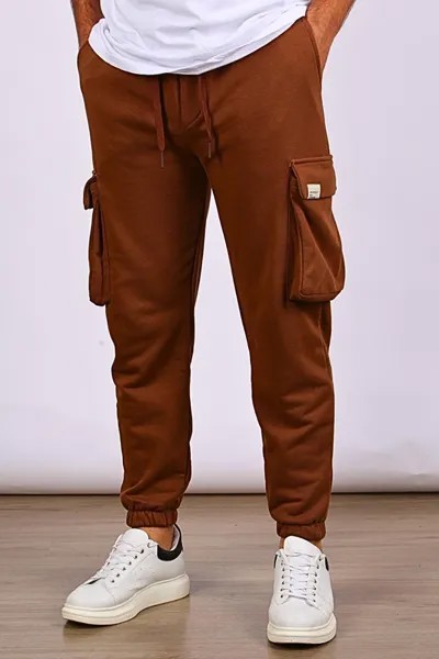 Коричневые мужские спортивные штаны с эластичными карманами-карго 6514 MADMEXT